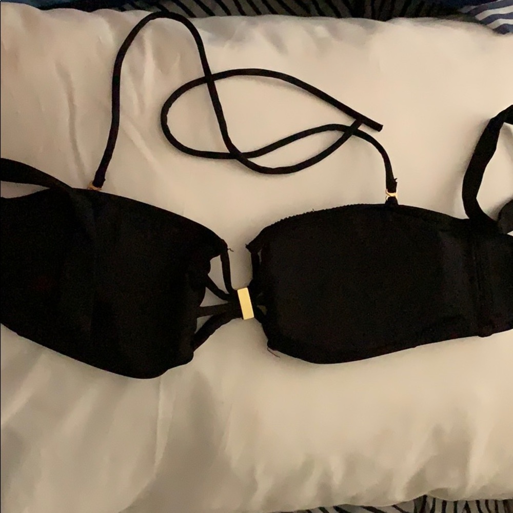 Black polyester bikini top small